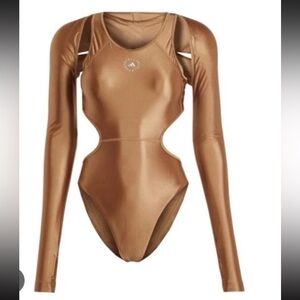 Adidas Stella McCartney Womens Size XL Metallic Brown Leotard And Shrug Dance
